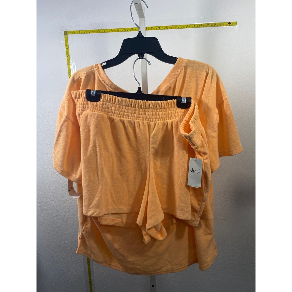 Jenni Intimates Peach Terry Cloth Pajama Set XXL Shorts and Top NWT Loungewear